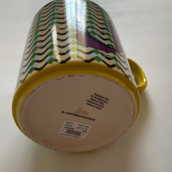 Anthropologie Parker Stoneware Monogram Mug “J” - 14.8 oz‎ - Micro Geo NWOB - Picture 3 of 6